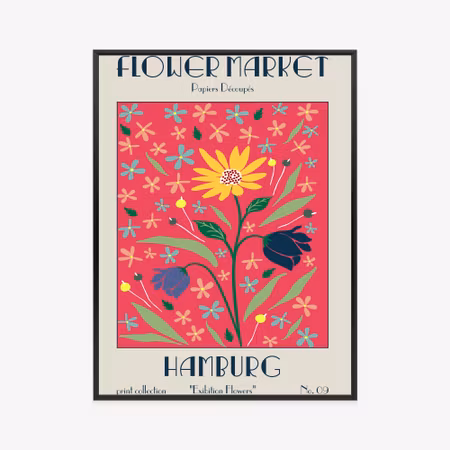 Poster med ram - Hamburg flower market