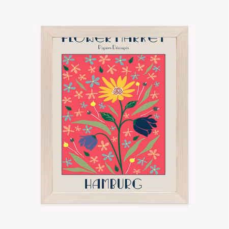 Poster med ram - Hamburg flower market