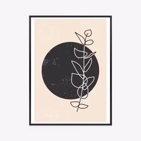 Poster med ram - Minimalist twig and circle