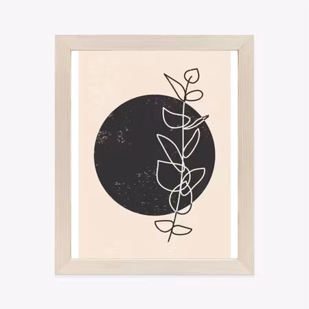 Poster med ram - Minimalist twig and circle