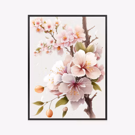 Poster med ram - Japanese white and pink cherry