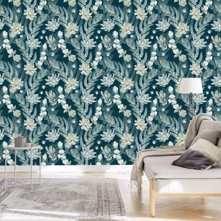 Tapet - Stilfulla Blommor och Blad