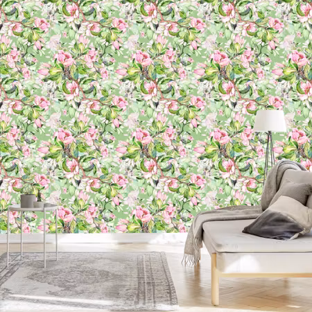 Tapet - Vårblommor Målade med Akvarell