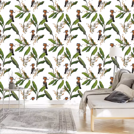 Tapet - Hoopoes och Blad