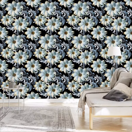 Tapet - 3D Optiska Blommor Blad för Vardagsrum