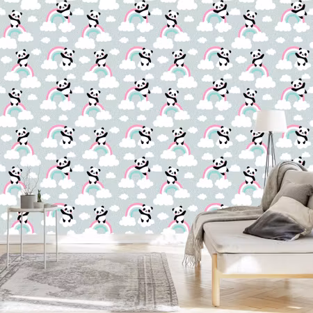 Tapet - Pandas i Molnen