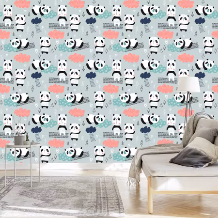 Tapet - Panda Bland Molnen