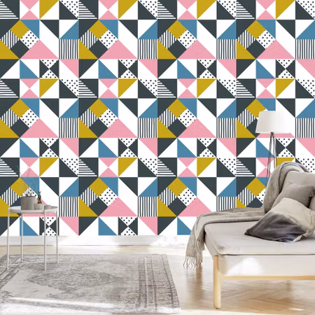 Tapet - Geometriska Färgglada Trianglar