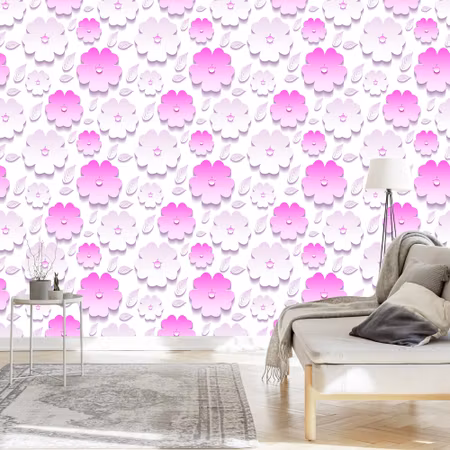 Tapet - Blommor och Blad Effekt 3D