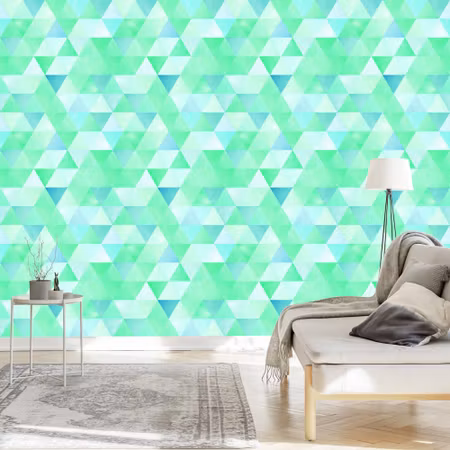 Tapet - Turkos Trianglar i Vintage Stil