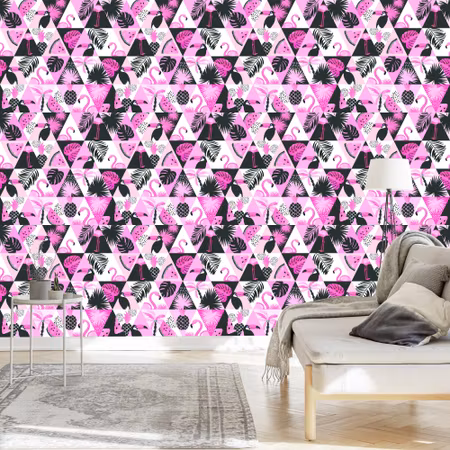 Tapet - Modern Mosaik med Exotiska Fåglar och