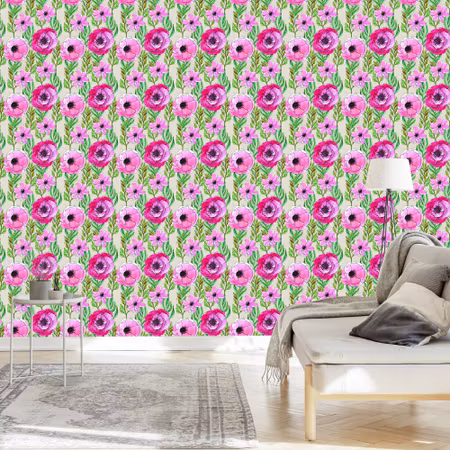 Tapet - Färgglada Vilda Blommor Målade med
