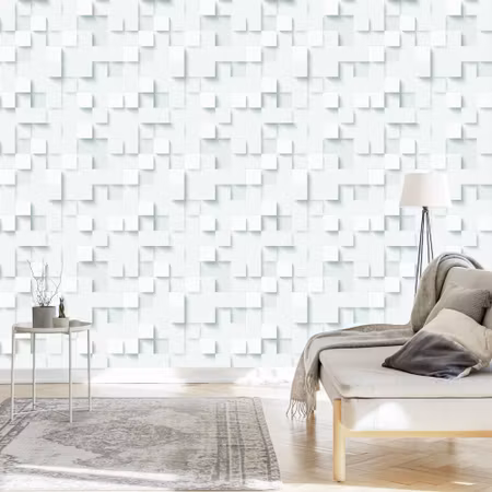 Tapet - Vit Modern Mosaik 3d-effekt