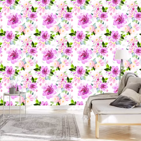 Tapet - Blommor Målade med Akvarell