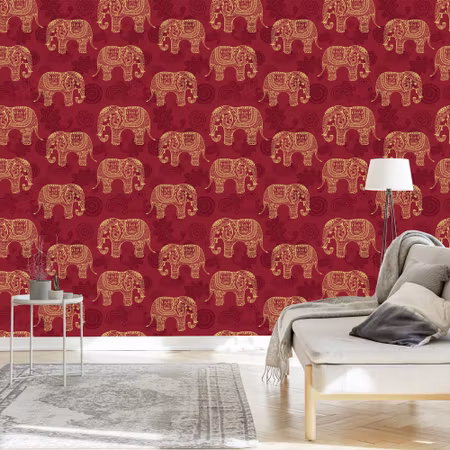 Tapet - Elefanter i Orientalisk Stil