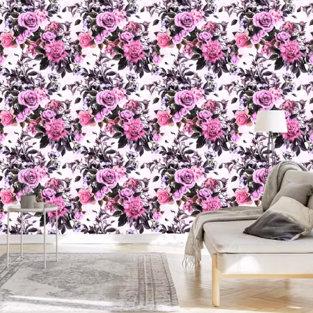 Tapet - Blommor Rosor och Pioner