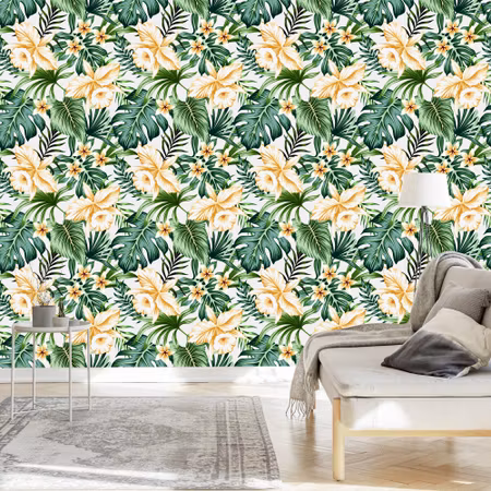 Tapet - Tropiska Akvarellblommor