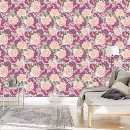 Tapet - Vackra Pioner i Rosa Nyanser