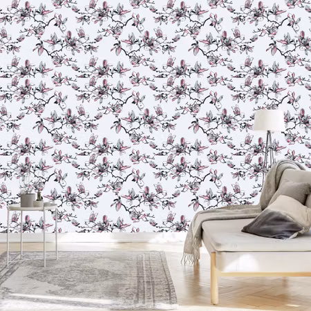 Tapet - Akvarell Magnolia Blommor