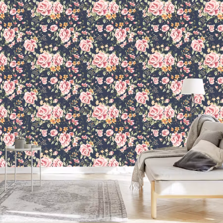 Tapet - Rosor Orange Blommor