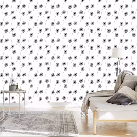 Tapet - Minimalistiskt Ritade Maskrosor
