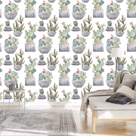 Tapet - Kaktus med Blommor