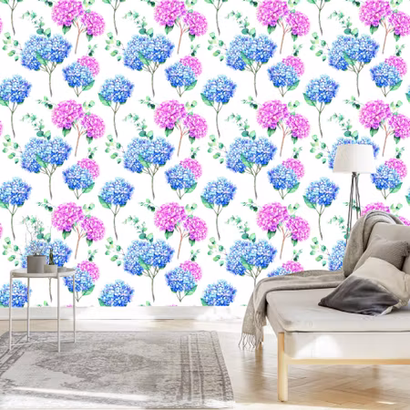 Tapet - Hortensia med Eukalyptus