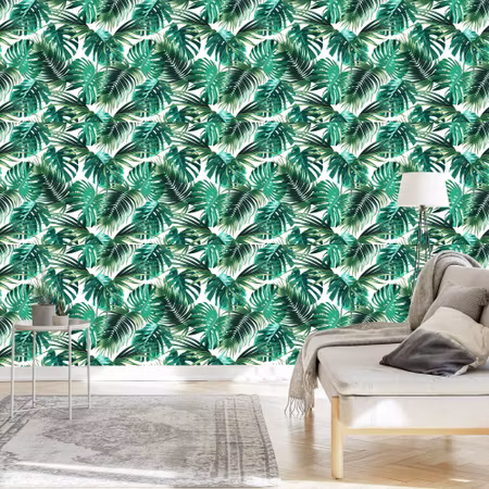 Tapet - Blade Af Palme Og Monstera