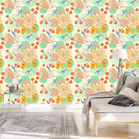 Tapet - Retro Blommor