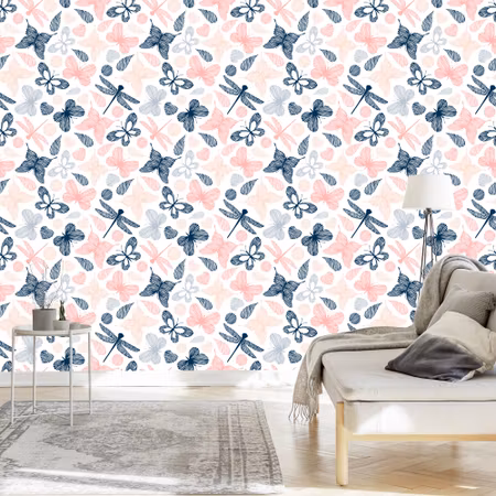 Tapet - Färgglada Fjärilar Trollsländor för Ett