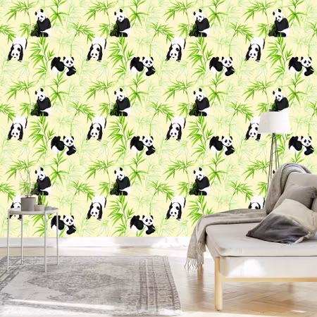 Tapet - Pandas och Växter