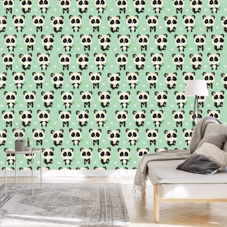 Tapet - Pandas med Blad