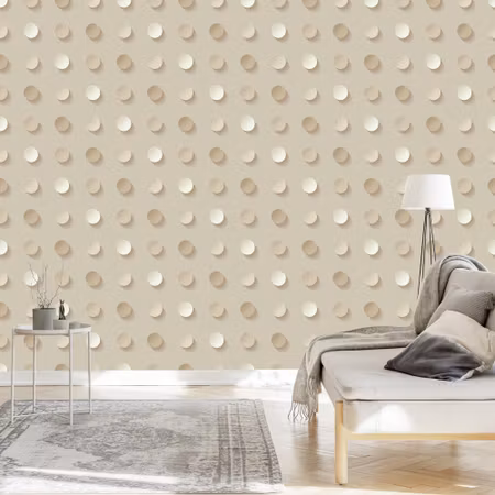 Tapet - Polka Dots i Nyanser av Beige 3D Effekt