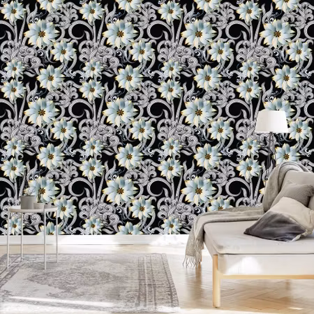 Tapet - Optisk Effekt av 3D Blommor för Sovrummet