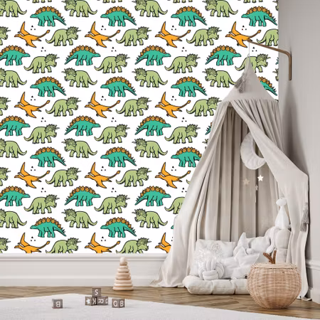 Tapet - De Färgglada Dinosaurierna för Barn