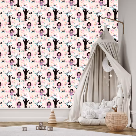 Tapet - Saga Barns Fairy Owl Blommor