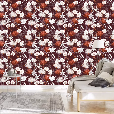Tapet - Vildblommor i Vintagestil