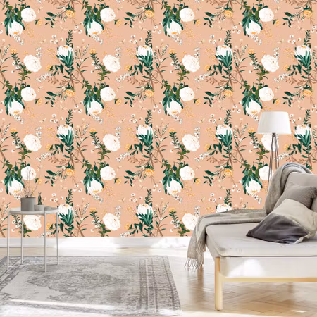 Tapet - Färgglada Blommor i Vintagestil