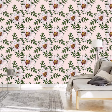 Tapet - Vackra Pionblommor