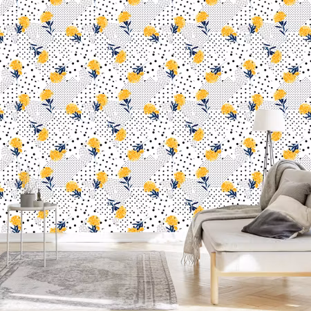 Tapet - Blommor och Prickar