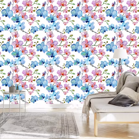 Tapet - För Salong Orkid Blommor Natur Orkider