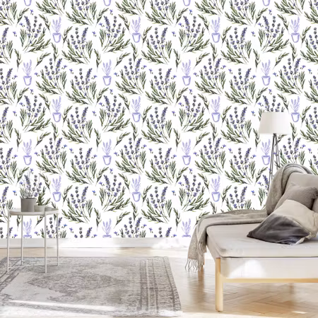 Tapet - Lavendel i Krukor