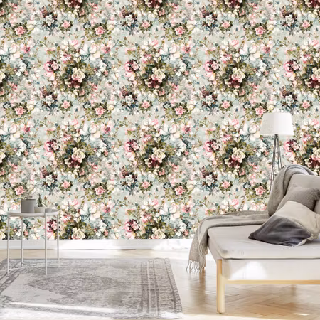 Tapet - För Sovrum Rosor Blommor Blad Natur 3D