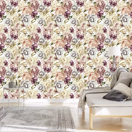 Tapet - Blommor i Pastellfärger