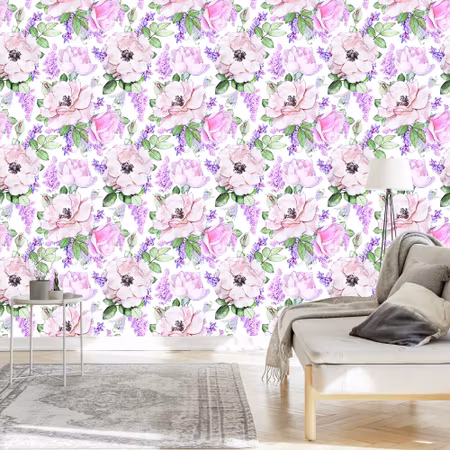 Tapet - Rosor Violett Blommor