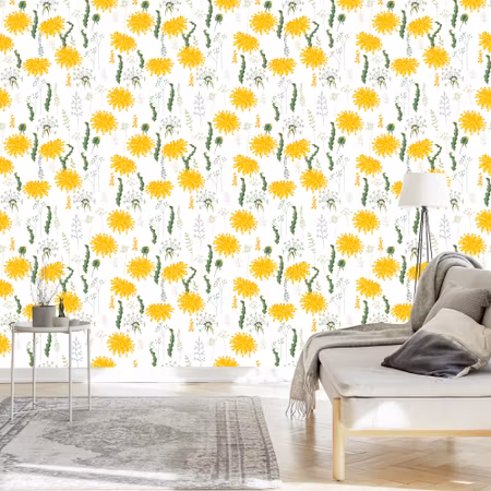 Tapet - Maskros Blommor med Fältväxter