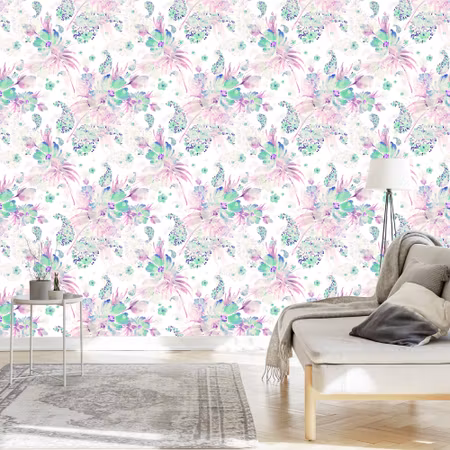 Tapet - Blommor Växter Pastellblad