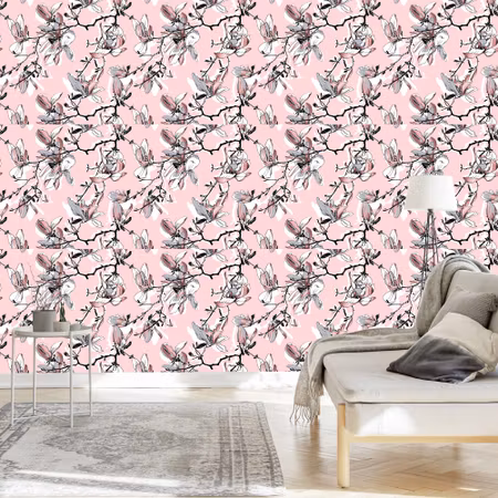 Tapet - Pastell Magnolia Blommor