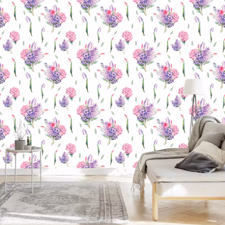 Tapet - Lavendel med Blommor