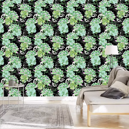 Tapet - Blommor med Kaktusar